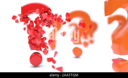 Frammentato punto interrogativo, 3D render Foto Stock