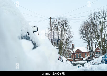 Un giorno innevato a Londra Ovest Foto Stock