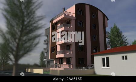 Un patrimonio architettonico tonos progetto del tetto, rendering 3D Foto Stock