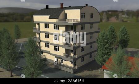 Un patrimonio architettonico tonos progetto del tetto, rendering 3D Foto Stock