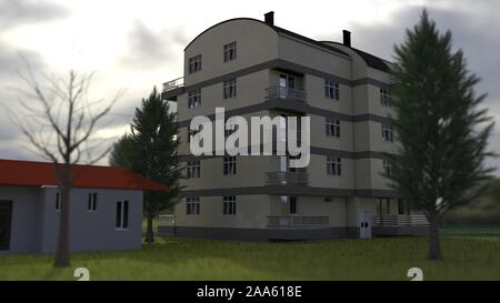 Un patrimonio architettonico tonos progetto del tetto, rendering 3D Foto Stock