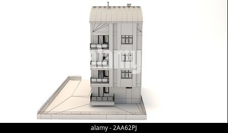 Un patrimonio architettonico tonos progetto del tetto, rendering 3D Foto Stock
