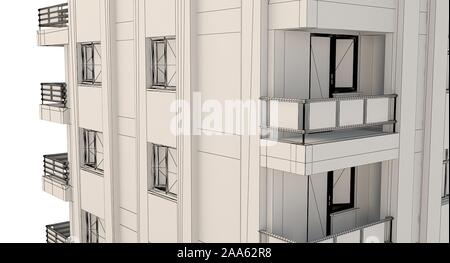 Un patrimonio architettonico tonos progetto del tetto, rendering 3D Foto Stock