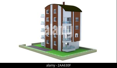 Un patrimonio architettonico tonos progetto del tetto, rendering 3D Foto Stock