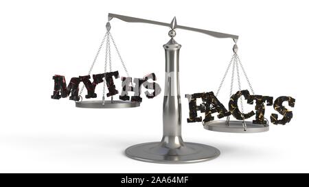 Miti e fatti bilance concept study, 3D render Foto Stock