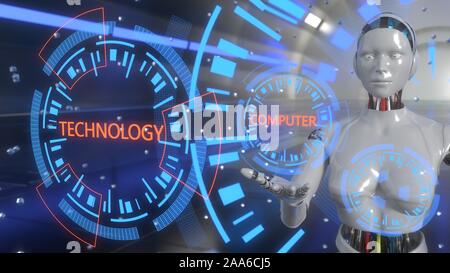 La tecnologia del computer concetto sfondo, 3D render Foto Stock