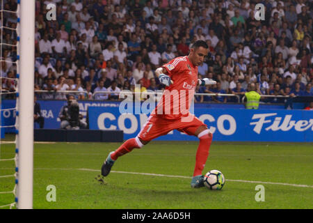 La Coruña,Spagna .20 agosto 2017 .Keylor Navas il portiere del Real Madrid durante la Liga match tra RC Deportivo de La Coruña e Real Madrid Foto Stock