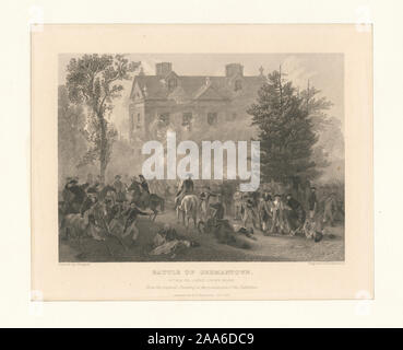 EM3142; la battaglia di Germantown. Attacco a giudicare masticare's house. Foto Stock