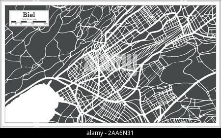 Biel Svizzera Mappa della città in stile retrò. Mappa di contorno. Illustrazione Vettoriale. Illustrazione Vettoriale