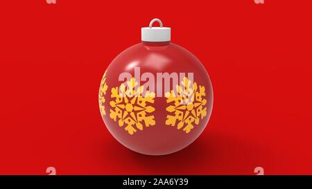 3D rendering di una palla di Natale in isolati di sfondo per studio Foto Stock