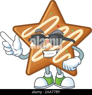 Star cookies cartoon con la mascotte super cool Illustrazione Vettoriale