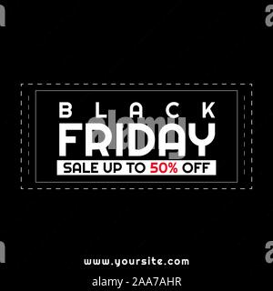 Venerdì nero moderno design minimale linea tratteggiata stile festival di vendita. illustrazione vettoriale Illustrazione Vettoriale