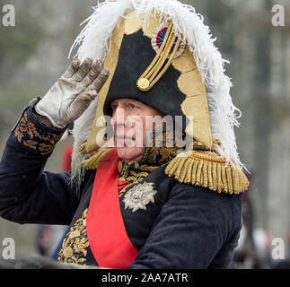 Oleg Sokolov durante 2018 rievocazione della battaglia della Beresina in Bielorussia Foto Stock