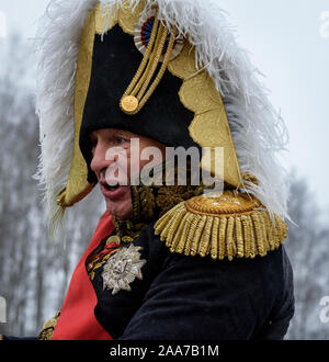 Oleg Sokolov durante 2018 rievocazione della battaglia della Beresina in Bielorussia Foto Stock