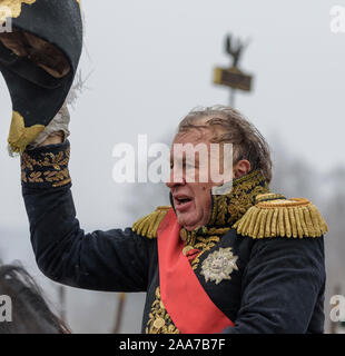 Oleg Sokolov durante 2018 rievocazione della battaglia della Beresina in Bielorussia Foto Stock