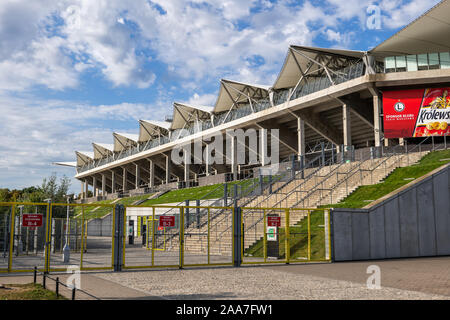 Varsavia, Polonia - Agosto 19, 2019: Legia Warszawa Stadio Comunale o Esercito Polacco Stadium, punto di riferimento della città Foto Stock