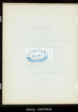 Liquori; disegno del vescovo O'Connor; elenco dei dignitari; musica; luogo manoscritte da FEB; la consacrazione del diritto REV. JOHN O'Connor, D.D. Vescovo di NEWARK NJ [detenute da] CHIESA CATTOLICA [at] KRUGER AUDITORIUM, Newark, NJ (CLUB PRIVATO;) Foto Stock