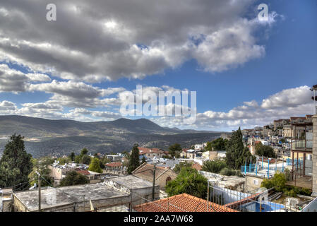 Vista del monte Meron dalla città santa di Safed Israele (tzfat) Foto Stock