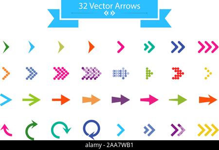 Frecce set. Icona a forma di freccia. La freccia colorata colorata. icona vettore. Freccia. Frecce vettore collezione. - Illustrazione Vettoriale Illustrazione Vettoriale
