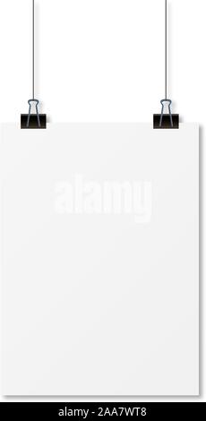 Carta con ombra. Carta vuota mockup. Mockup stile in illustrazione vettoriale Illustrazione Vettoriale