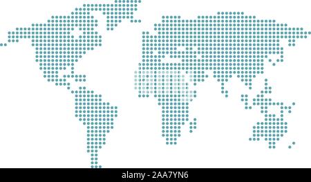 Mappa mondo di dot. Punteggiato mappa del mondo. Isolato su sfondo bianco. Illustrazione Vettoriale Illustrazione Vettoriale