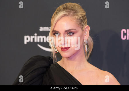 Roma, Italia. Xix Nov, 2019. Chiara Ferragni Red carpet presso l Auditorium Conciliazione a Roma del documentario "Chiara Ferragni - Unposted' (Foto di Matteo Nardone/Pacific Stampa) Credito: Pacific Press Agency/Alamy Live News Foto Stock