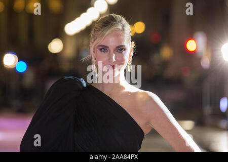 Roma, Italia. Xix Nov, 2019. Chiara Ferragni Red carpet presso l Auditorium Conciliazione a Roma del documentario "Chiara Ferragni - Unposted' (Foto di Matteo Nardone/Pacific Stampa) Credito: Pacific Press Agency/Alamy Live News Foto Stock