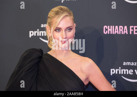 Roma, Italia. Xix Nov, 2019. Chiara Ferragni Red carpet presso l Auditorium Conciliazione a Roma del documentario "Chiara Ferragni - Unposted' (Foto di Matteo Nardone/Pacific Stampa) Credito: Pacific Press Agency/Alamy Live News Foto Stock