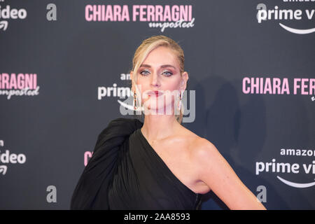 Roma, Italia. Xix Nov, 2019. Chiara Ferragni Red carpet presso l Auditorium Conciliazione a Roma del documentario "Chiara Ferragni - Unposted' (Foto di Matteo Nardone/Pacific Stampa) Credito: Pacific Press Agency/Alamy Live News Foto Stock