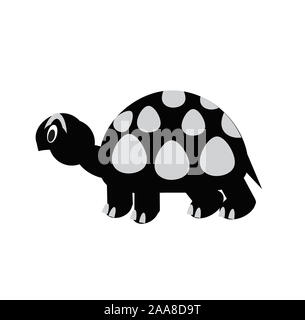 Silhouette nera di una tartaruga. illustrazione su sfondo isolato. Foto Stock