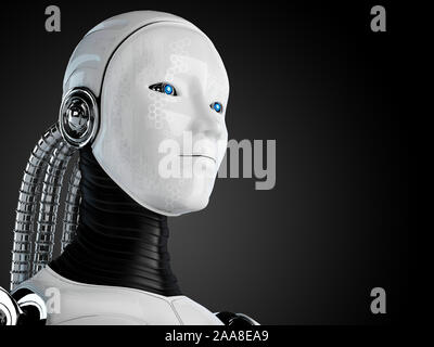 Robot donna, sci-fi android ragazza di intelligenza artificiale di sfondo - 3D Rendering wallpaper Foto Stock