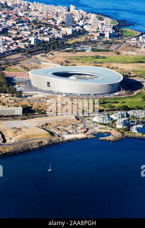 Vista aerea di Cape Town Stadium e Greenpoint, Cape Town, Sout Foto Stock