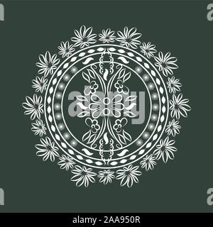 Mandala decorativa. Illustrazione Vettoriale. Schizzo. Ornati in linea elemento d'arte. Ornamentali motivo floreale per matrimonio inviti, biglietti d'auguri. Illustrazione Vettoriale