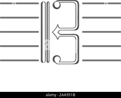 Alto e tenor clef icona in un pentacolo - illustrazione vettoriale Illustrazione Vettoriale