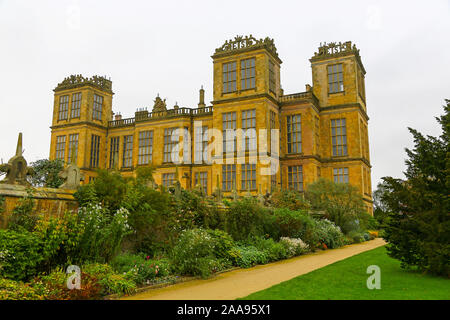 Hardwick Hall, un paese Elizabethan House vicino a Chesterfield, Derbyshire, Regno Unito Foto Stock