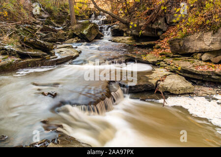 Rockway Falls Conservation Area e Louth Falls Conservation Area Niagara Scarpata Valley Lincoln Ontario Canada in autunno Foto Stock