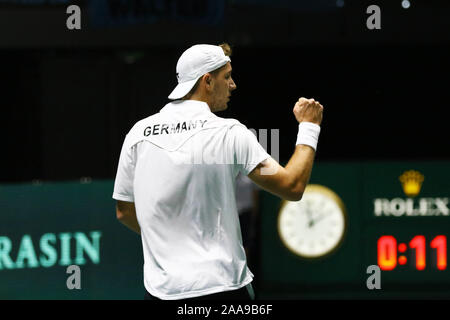 Madrid Spagna; 20/11/2019.- Diego Schwartzman (foto) della Squadra Nazionale Argentina Il vs Jan-Lennard Struff (foto) della Germania squadra nazionale di coppa Davis di tennis presso il Magic Box in Madrid.Stuff vince 6-3 y 7-6 (10-8) Foto: Juan Carlos Rojas/Picture Alliance | Utilizzo di tutto il mondo Foto Stock