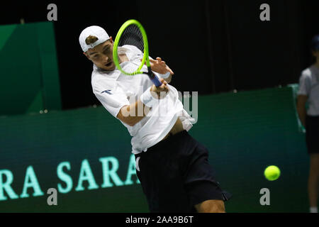 Madrid Spagna; 20/11/2019.- Diego Schwartzman della Squadra Nazionale Argentina Il vs Jan-Lennard Struff (foto) della Germania squadra nazionale di coppa Davis di tennis presso il Magic Box in Madrid.Stuff vince 6-3 y 7-6 (10-8) Foto: Juan Carlos Rojas/Picture Alliance | Utilizzo di tutto il mondo Foto Stock