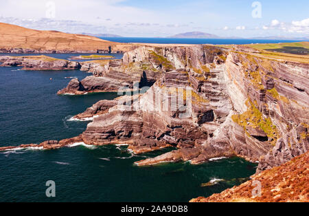 Le scogliere di Kerry, Ballinskelligs Ring, anello di Kerry, la Contea di Kerry, Irlanda Foto Stock