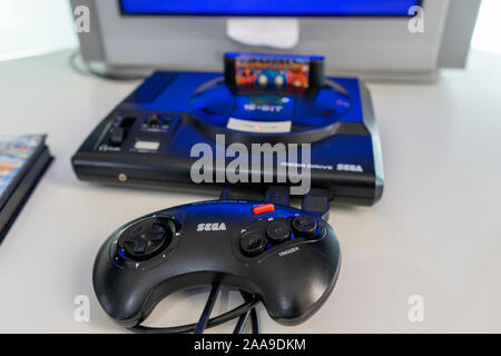 Una sega unità Meda console giochi da anni ottanta Foto Stock