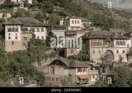 Case ottomane, Gjirokaster, Albania Foto Stock