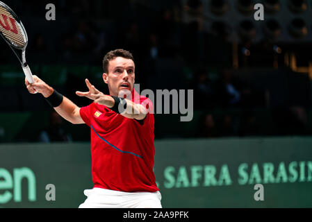 Caja Magica, Madrid, Spagna. Xx Novembre, 2019. Tennis: Coppa Davis finale Madrid 2019 - Nikola Mektic (HRV) vs Roberto Bautista Agut (ESP). Roberto Bautista Agut (ESP) nell'immagine. Caja Magica, Madrid, Spagna. Credito: EnriquePSans/Alamy Live News Foto Stock