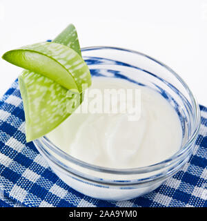 Aloe Vera e yogurt close up Foto Stock