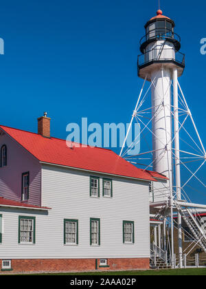 Whitefish Point Lighthouse, Grandi Laghi Shipwreck Museum, Paradise, Penisola Superiore, Michigan. Foto Stock