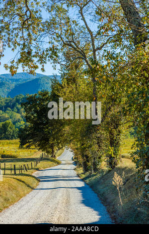 Hyatt Lane, Hyatt Road sebbene Cades Cove nel Parco Nazionale di Great Smoky Mountains nel Tennessee negli Stati Uniti Foto Stock