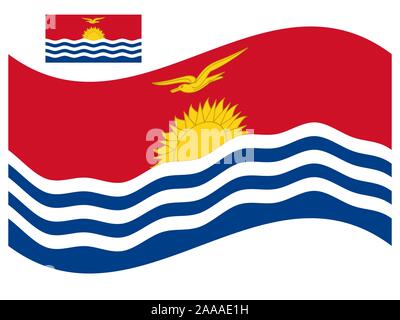 Onda bandiera di Kiribati illustrazione vettoriale EPS 10. Illustrazione Vettoriale