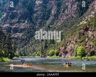 Zattere sul Green River, piccolo foro Trail, Ashley National Forest, Flaming Gorge National Recreation Area vicino olandese John, Utah. Foto Stock