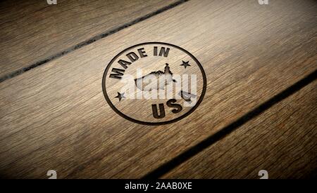 Incisione in legno USA. Timbro in rilievo. Foto Stock