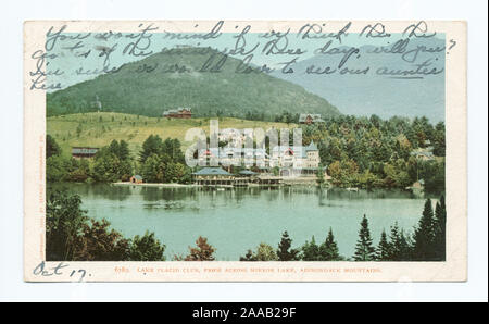 1902-1903. Passate al full-size illustrazione quando normative postali consentite indirizzo e messaggio insieme sulla retromarcia.; dal Club di fronte lago, Mirror Lake, Lake Placid, N. Y. Foto Stock