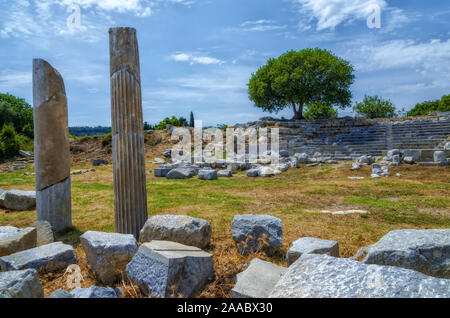 Rovine di Teos antica città. Sigacik, Seferihisar, Izmir, Turchia Foto Stock